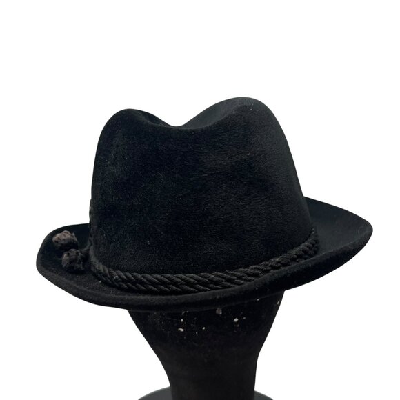 Dobbs Men's 6 7/8 Black Velvet Fedora Bowler Hat Cap 1950's Rope Retro Vintage - Picture 4 of 12